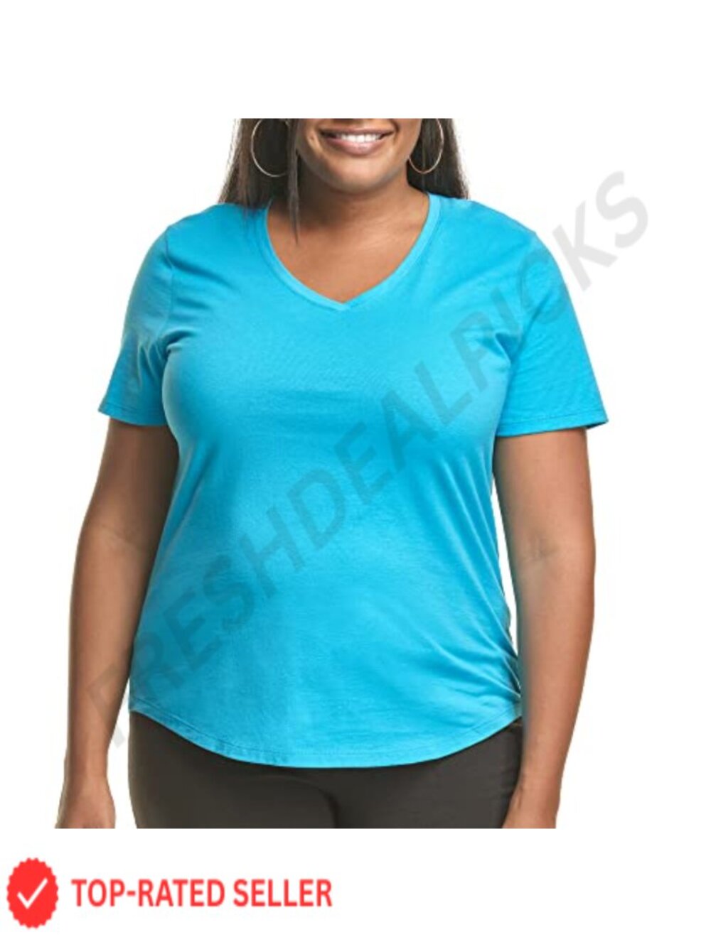 Plus Size Short Sleeve V-Neck Tee Lightweight Casual Top